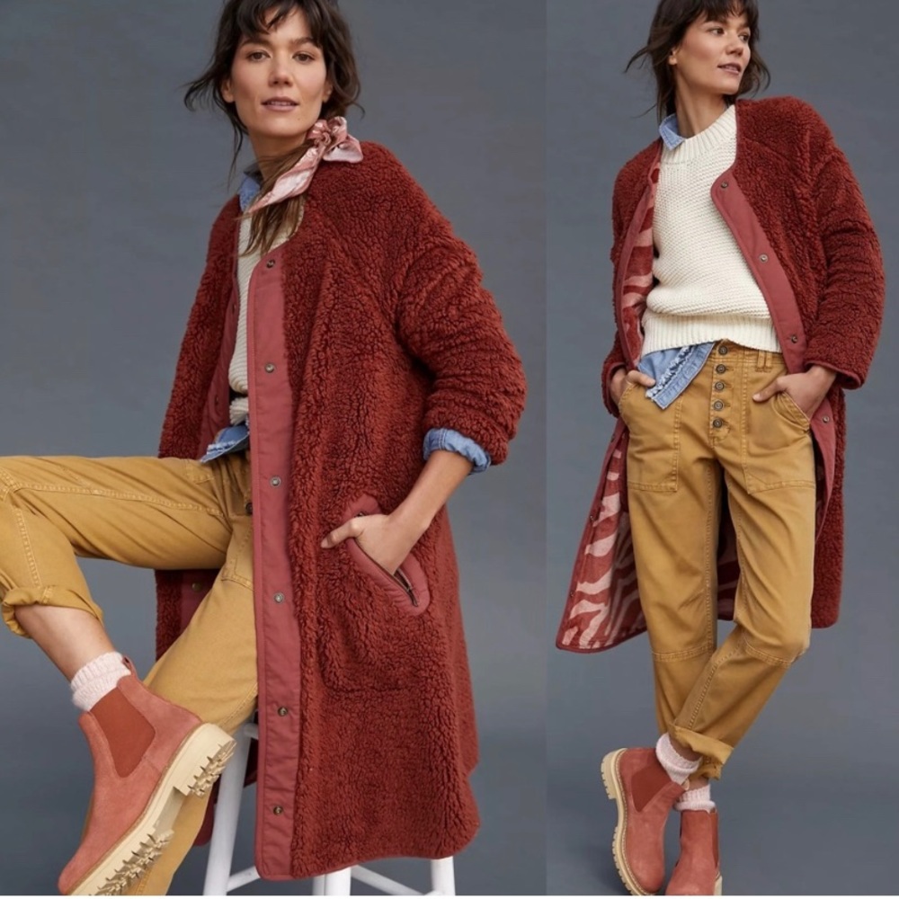 Anthropologie Margot Reversible Sherpa Coat